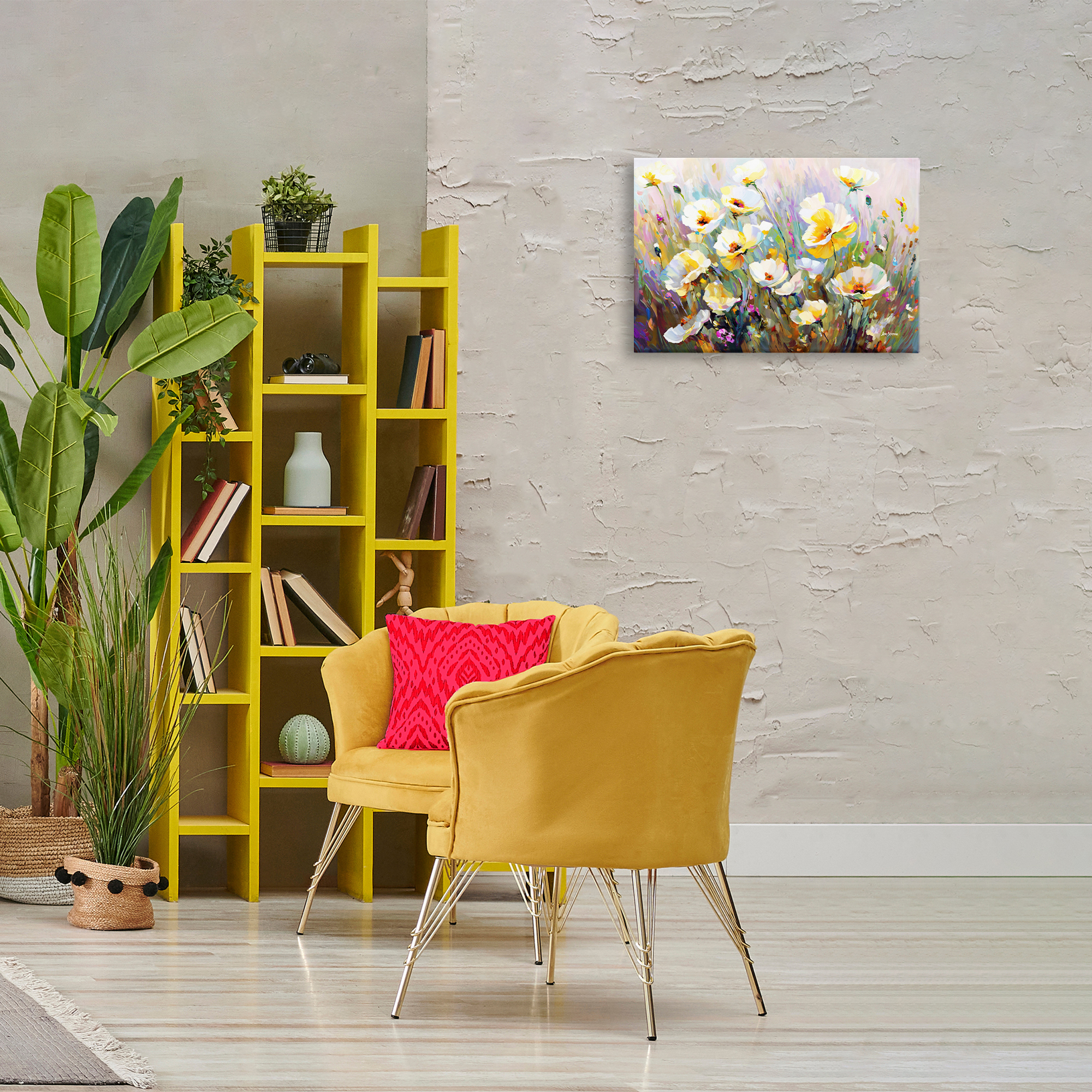 Stupell Industries Sunlit Petals Embrace Botanical & Floral Painting Gallery Wrapped Canvas Art Print Wall Art, 24 x 16