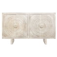 thumbnail image 2 of Albert Solid Wood Cabinet with 4 Hand Carved Doors and Distressed White Finish, 2 of 6