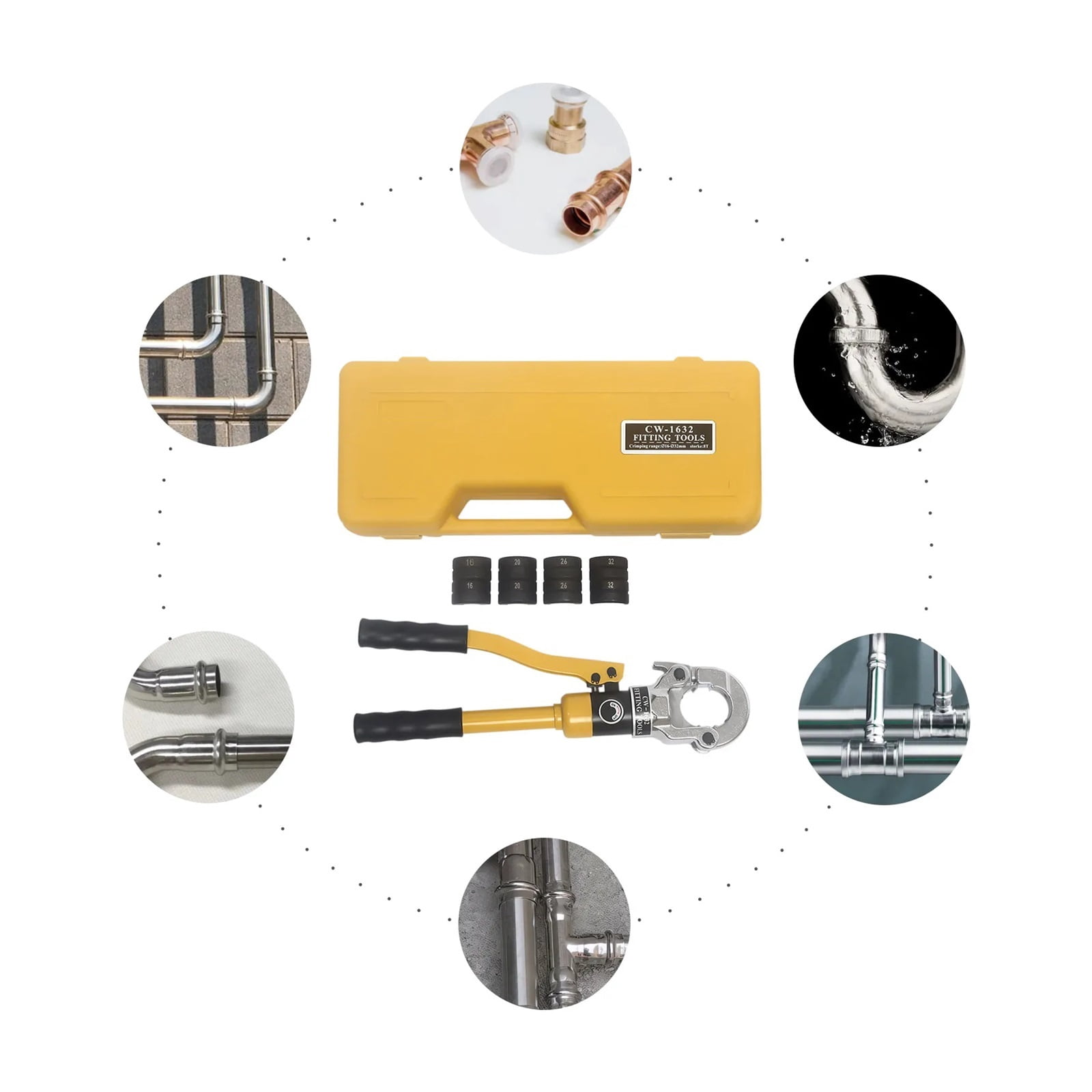 8 Tons Hydraulic Crimping Tool TH TYPE With 16/20/25/32 Mm For Crimping Aluminum-plastic Pipes, Pex Pipes, Steel Pipes ,Comfortable Operation