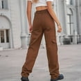 thumbnail image 5 of Women's High Waist Washed Straight-Leg Jeans - Solid Color Versatile Non-Stretchy Casual Pants, Brown Size L, 5 of 6
