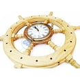 thumbnail image 4 of Nagina International 24" Premium Pine Wood Nautical Ship Wheel with Brass Heavy 8" Quartz Clock - Home Decor, 4 of 6