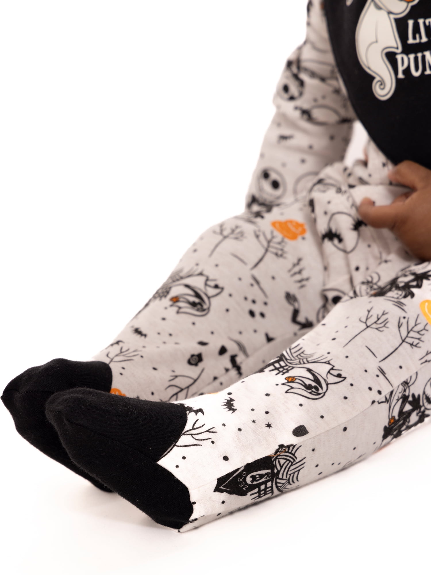 Halloween Nightmare Before Christmas Baby Boys or Girls Footed Sleep N Play Pajamas and Bib Set, 2-Piece, Sizes 0M-9M