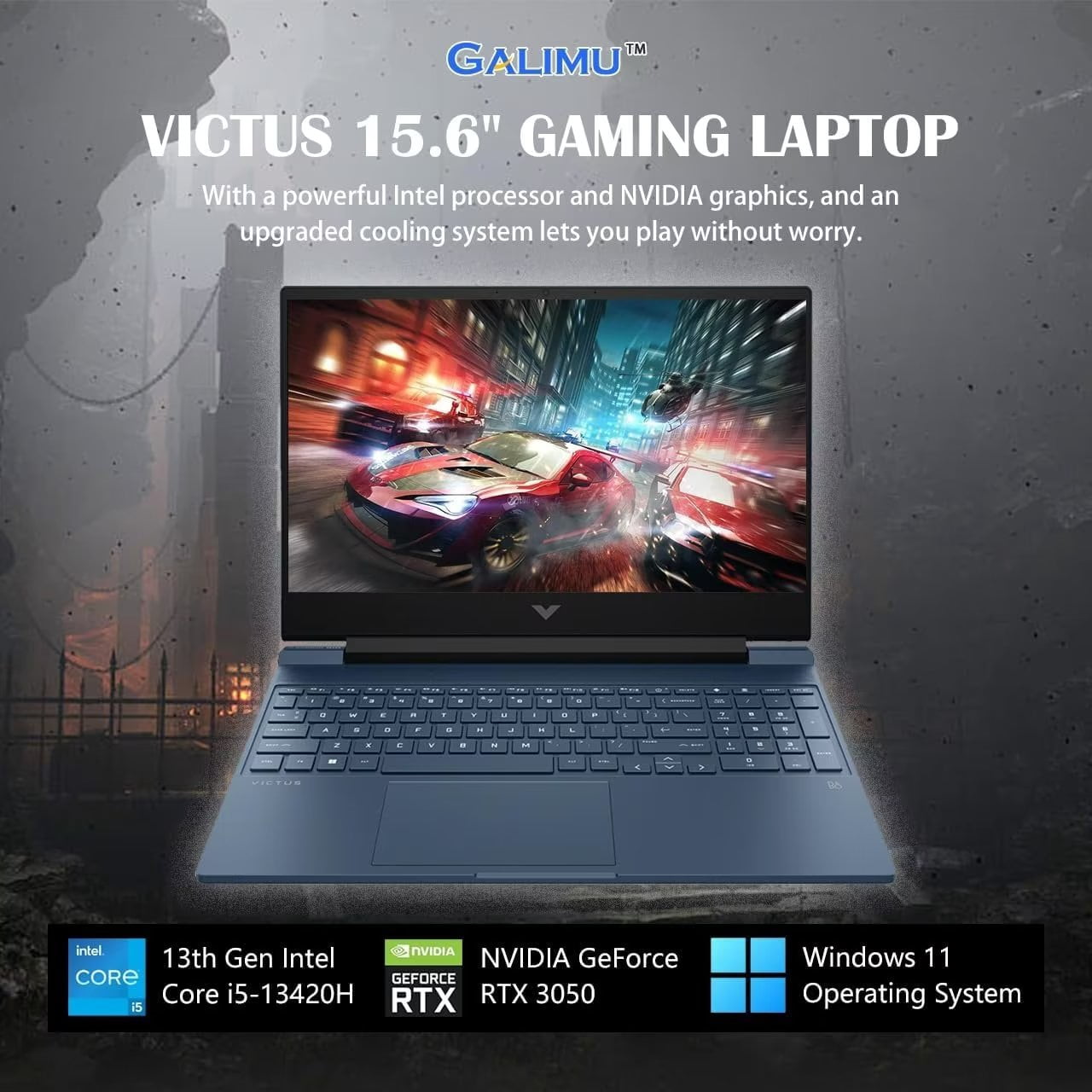 HP Victus Gaming Laptop, 15.6" FHD 144Hz Display, Intel Core i5-13420H Processor, 8GB RAM, 512GB SSD, NVIDIA GeForce RTX 3050 Graphics, Backlit Keyboard, Windows 11 Home