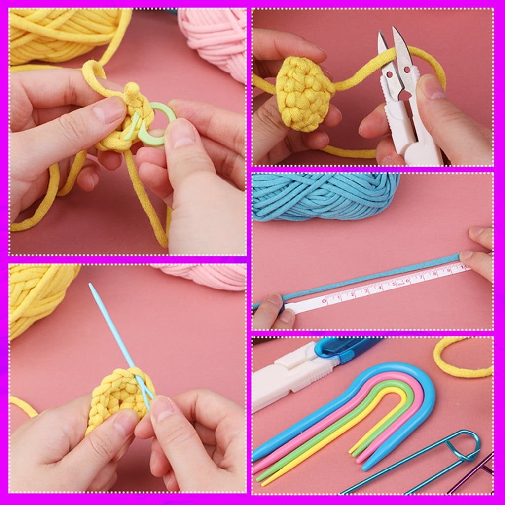 Ergonomic Crochet Hook Sewing Needle Knitting Accessories Set with Crochet Bag