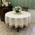 thumbnail image 1 of Goory 52" Round Tablecloth Lace Rustic Macrame Embroidered Table Cloths for Harvest Dresser Decor Farmhouse Kitchen Home (Champagne Gold), 1 of 2