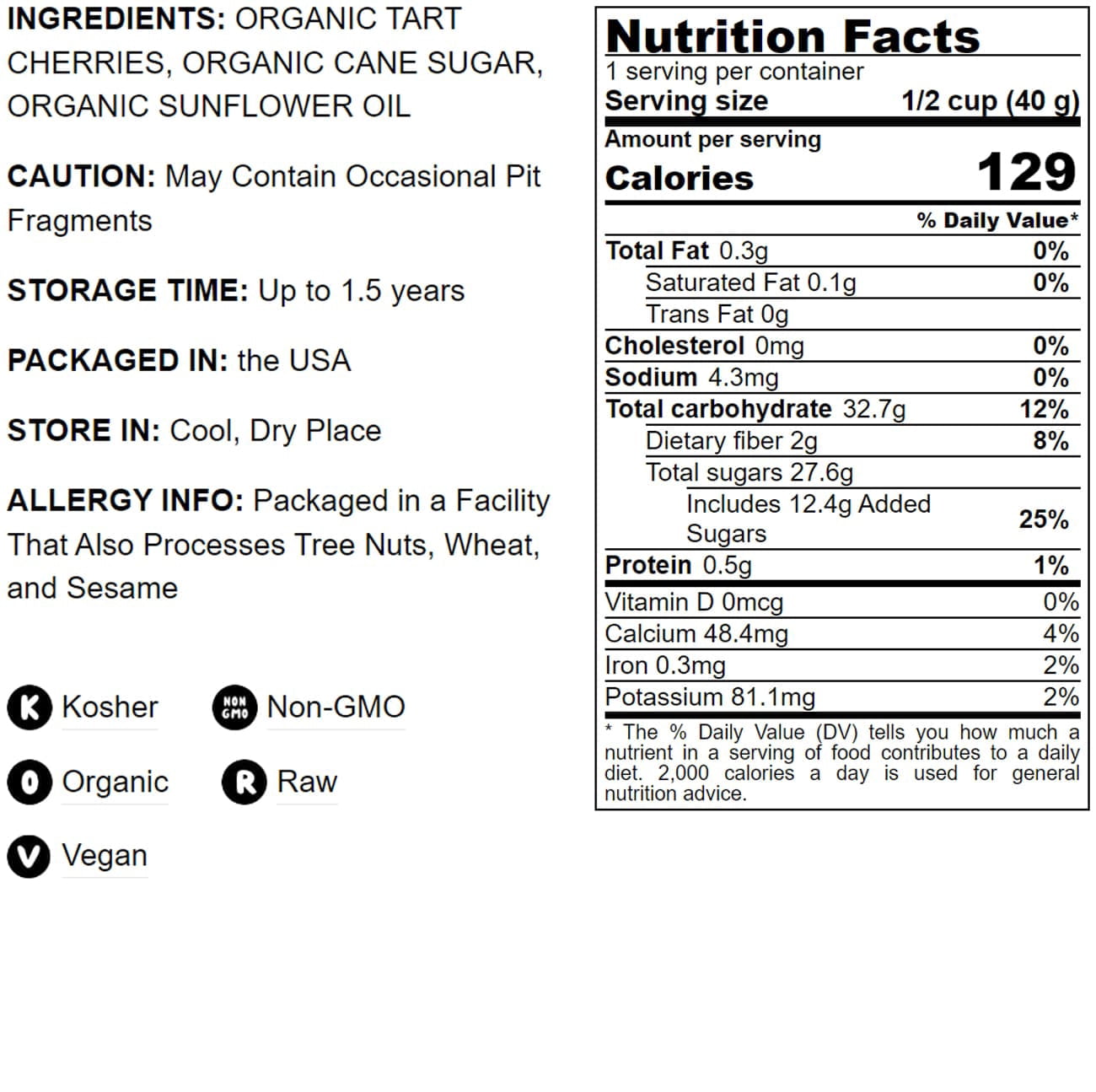 Organic Dried Sour Cherries , 10 Pounds — Non-GMO, Raw, Vegan — by Food to Live