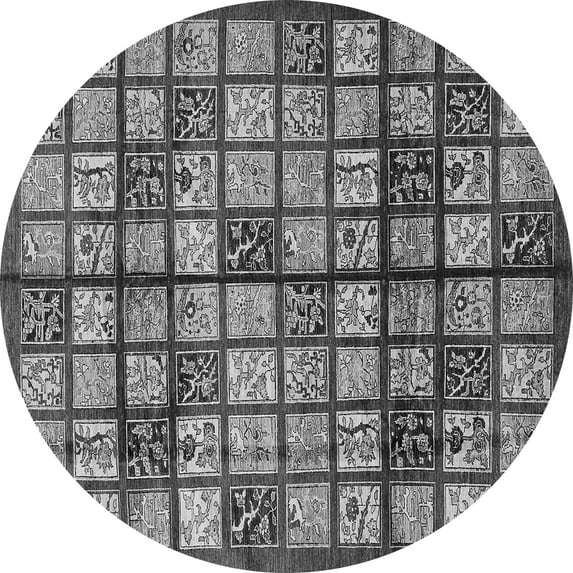 Ahgly Company Indoor Round Abstract Gray Modern Area Rugs, 6' Round