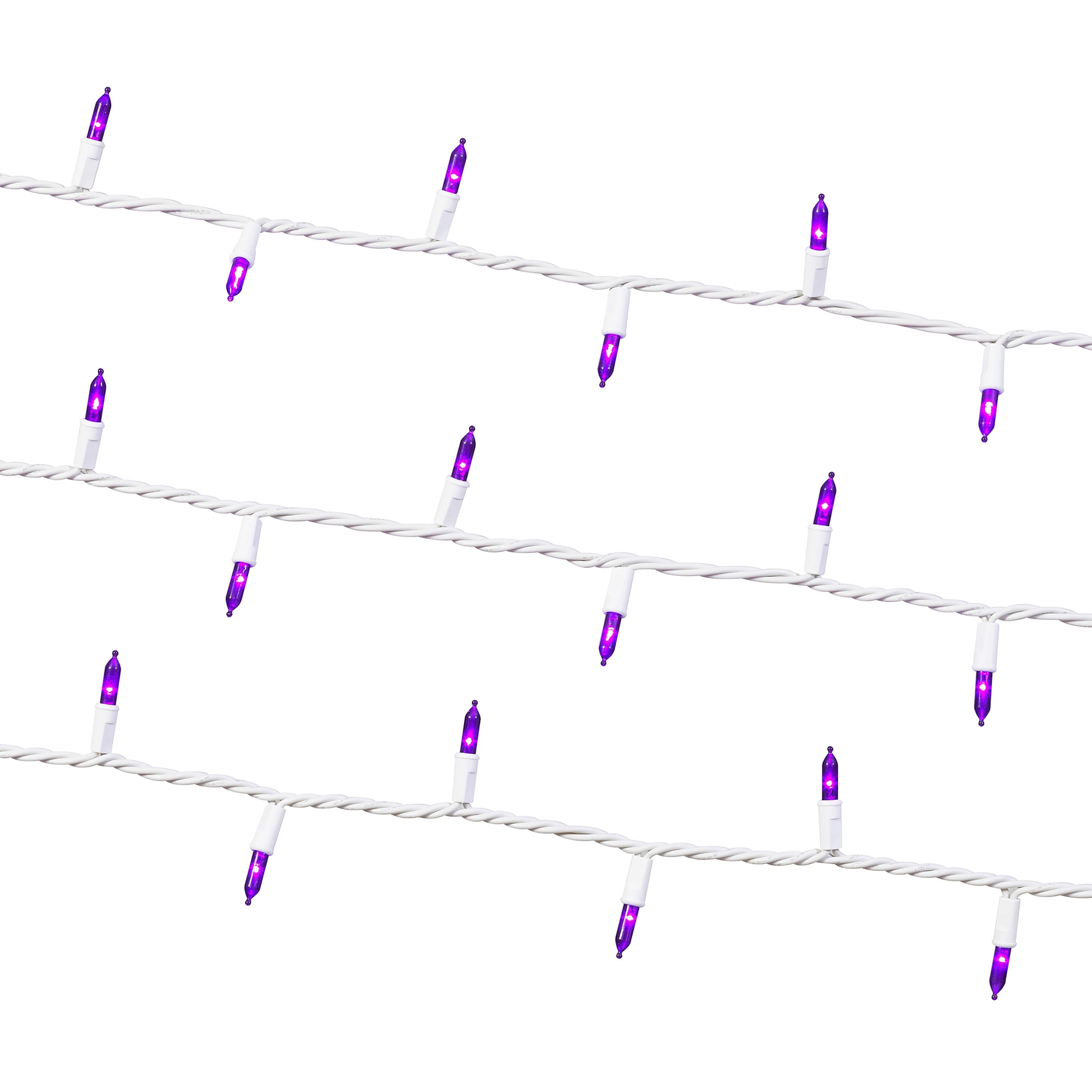 Indoor/Outdoor 100-Count LED Mini Christmas String Lights, Purple, White Wire, 19.5', by Holiday Time