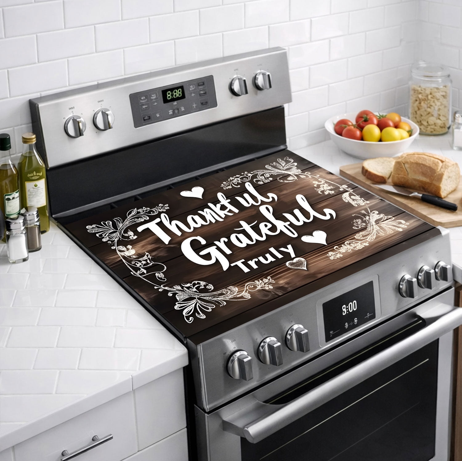 Multi-Design Stove Top Cover for Glass/Electric Stoves - 3-in-1 Heat-Resistant Protector Mat, Non-Slip Drying Rack 28"x20"
