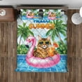thumbnail image 4 of Hello Summer Maine Coon at Swimming Pool Flamingo Swim Ring Quilt Bedding Set Cat Lover Kitten Owner Gifts 1 Blanket Bed Cover 2 Pillowcases - 12009, 4 of 5