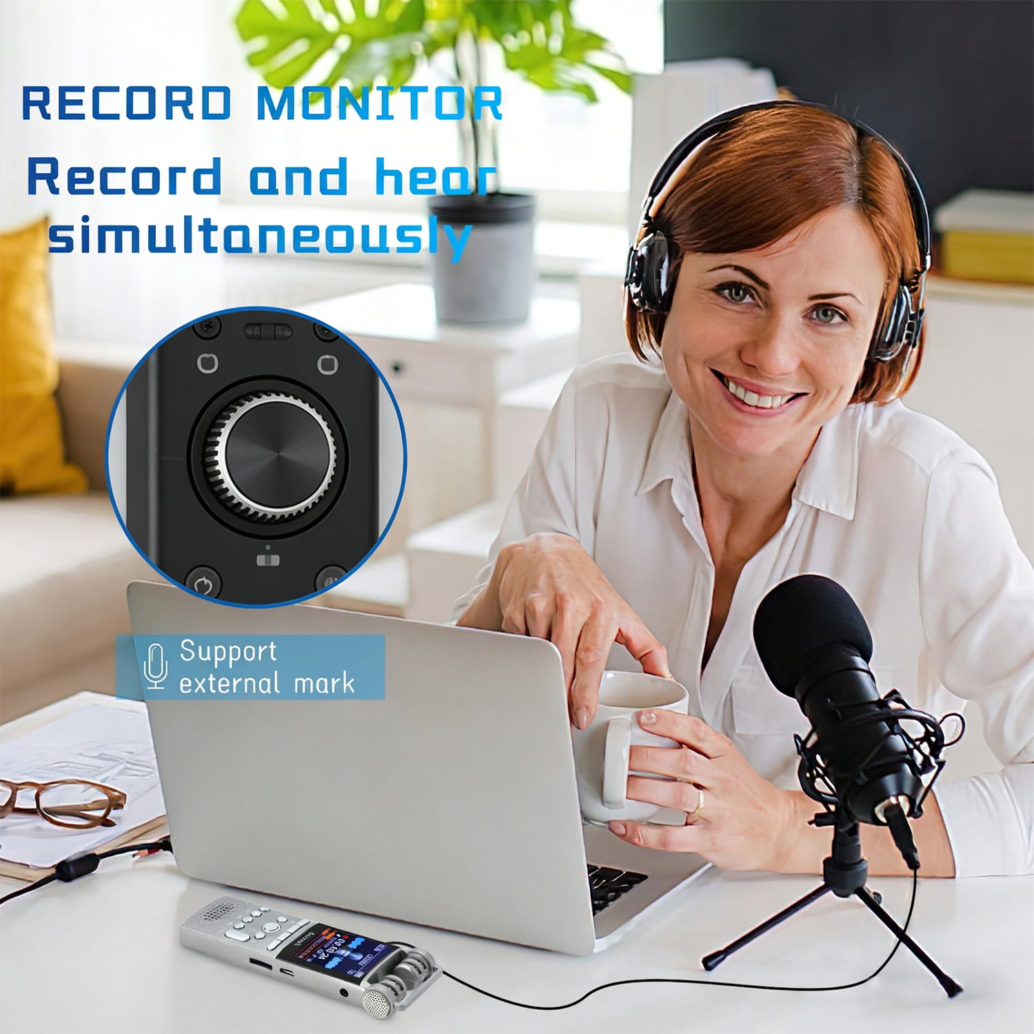 Professional Voice Activated Digital Audio Recorder  8GB USB Pen Non-Stop 100hr Recording PCM 1536Kbps External Microphone Password Protection
