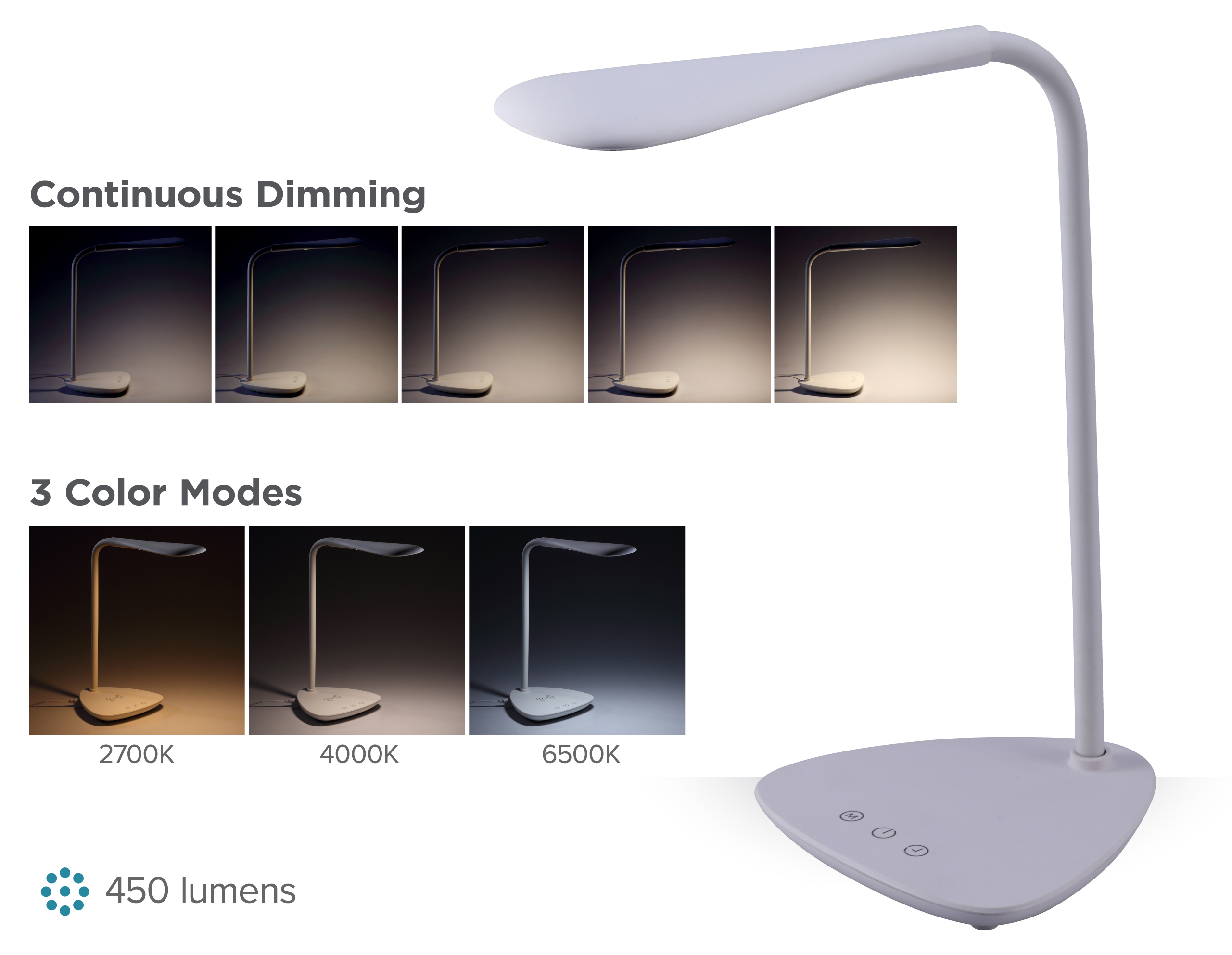 Black and Decker Office VLED1820-BD Battery LED Desk Lamp, Dimmable with Adjustable Color Temperature, White