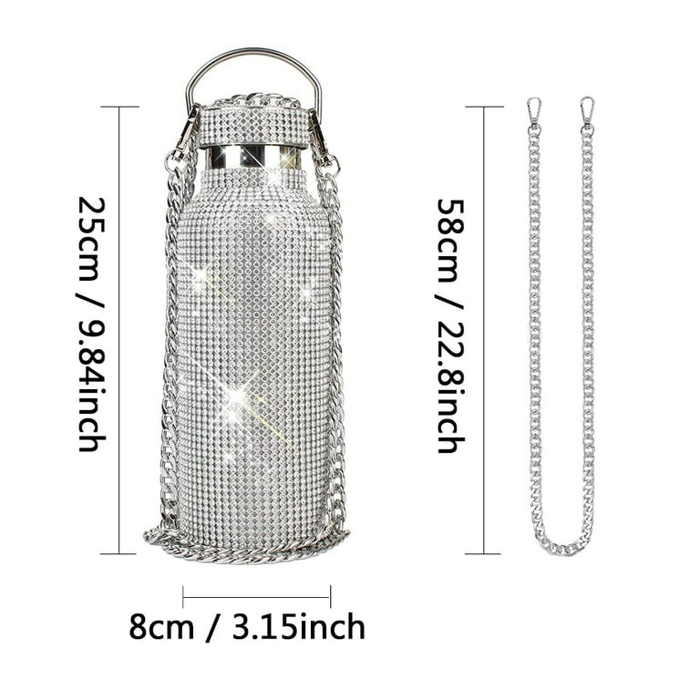 Diamond Water Bottle, Stainless Steel Insulated Water Bottle 12/17/25oz,  Glitter Water Bottles for Women