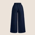 thumbnail image 5 of Women's Casual Wide Leg Pants, High Waist Loose Slimming Solid Color Long Trousers, Comfort Fashion Bottoms for Office, Travel and Daily Wear,Dark Blue,S, 5 of 6