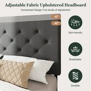 Amolife Queen Size Platform Bed Frame with Diamond-stitched Headboard and 4 Drawers, Dark Gray