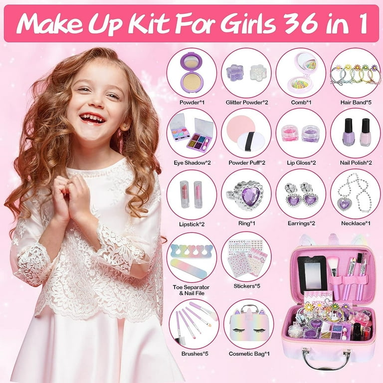 TOYLI Kids Makeup Set for Girls, 13-Piece Washable Mermaid Girls