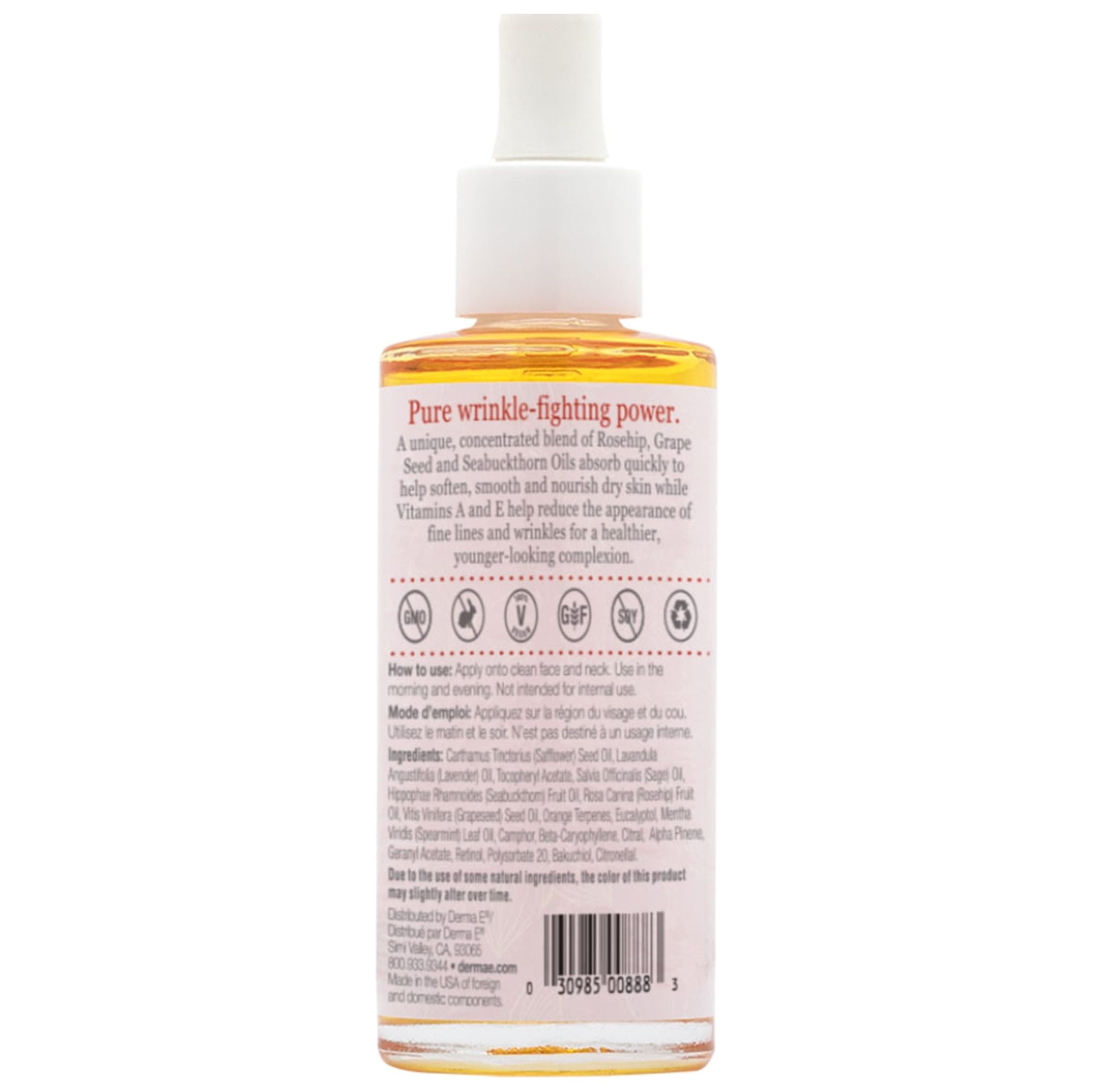 Derma E Anti-Wrinkle Retinol Facial Oil with Rosehip, Grape Seed, Vitamin E, Vegan Skin Care, 2 oz