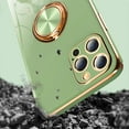 thumbnail image 4 of Case for iPhone 11 Pro Ring Holder Case Shiny Plating Rose Gold Edge with 360 Degree Rotation Kickstand for Women Girls Slim Soft Flexible TPU Protective Cover Case, 5.8 Inch, LightGreen, 4 of 8