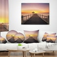 thumbnail image 4 of Designart Wide Wooden Bridge into the Sea - Pier Seascape Throw Pillow - 12x20, 4 of 5