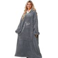 thumbnail image 2 of Wearable Blanket Hoodie for Adult Plush Blanket Sweatshirt Navy Blue One size, 2 of 10