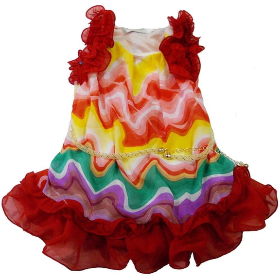 Wenchoice Girl'S Red Wave Chiffon Dress S(1T-2T)