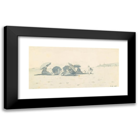 Winslow Homer 14x9 Black Modern Framed Museum Art Print Titled - Women and Children on Beach at Long Branch, New Jersey (1869)