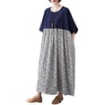 thumbnail image 1 of Vestido de lino y algodón para mujer, suelto, cuello redondo, manga corta, talla grande Eccomum 7, 1 of 7