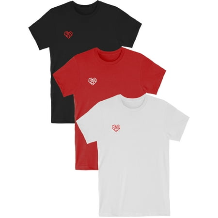 

Daxton Tee Geometric Heart Shape Short Sleeves Basic Classic Tshirt - 3Pk Black Red White 2XL