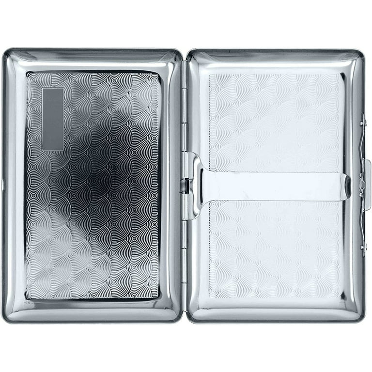 Silver Metal-Plated Compact Cigarette Case & Stash Box (7X King Size  Cigarettes)