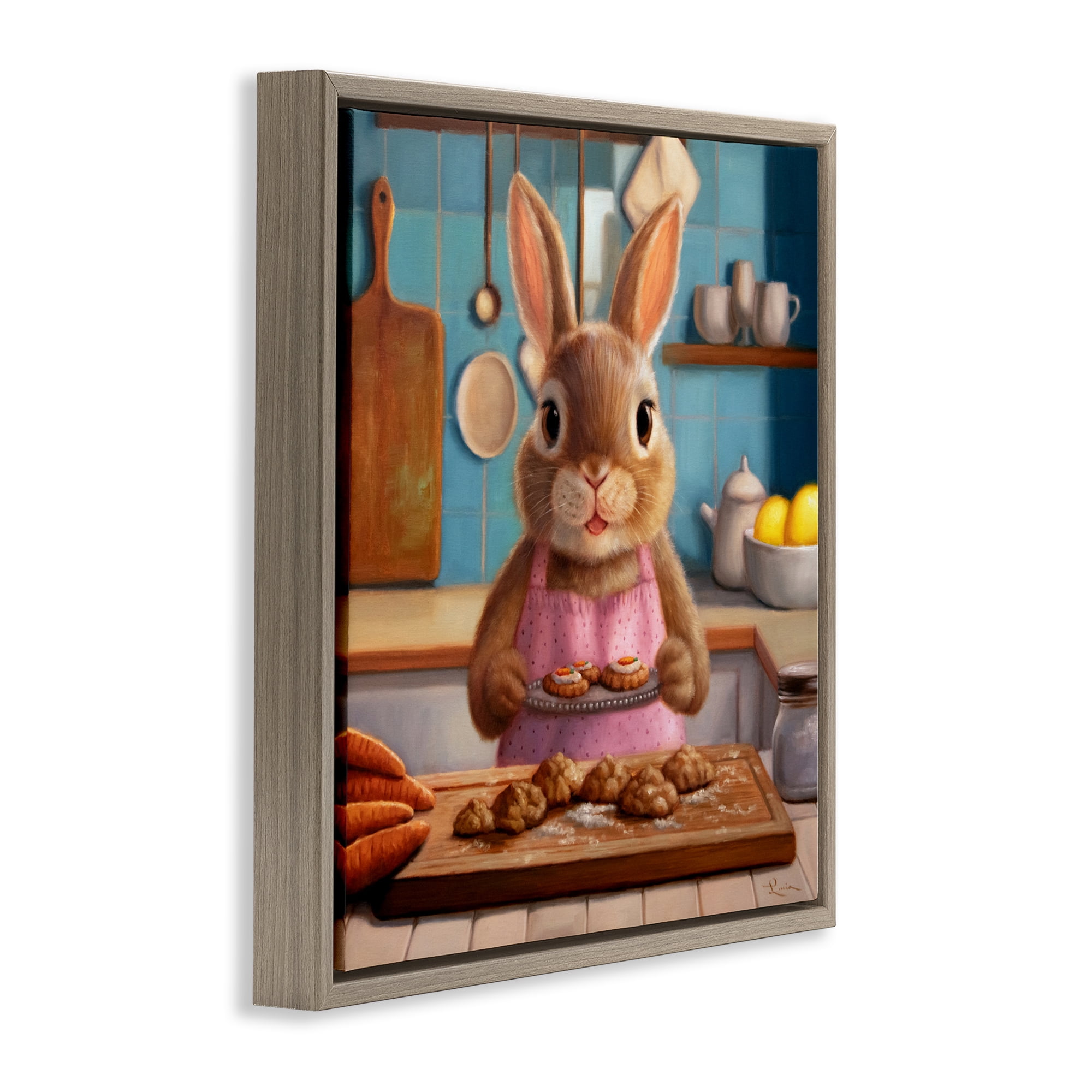 Stupell Industries Mrs. Bunny Bakewell Brown Framed Floater Canvas Wall Art, design by Lucia Heffernan