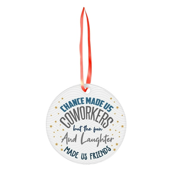 A Single Round Christmas Ornament With Printed Design And Ribbon For Tree Decoration And Festive Home Accents