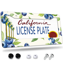 1 Pcs Blueberries License Plate Frame, License Plate Cover for Car Decorative Parts, Aluminum License Plate Bracket Holder Rust-Proof Weather-Proof for US Standard Car