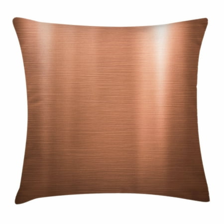 Decorative Elements - Copper Decor Throw Pillow Cushion Cover, Brushed Copper Plate Facade Image Tough Industrial Element Modern, Decorative Square Accent Pillow Case, 16 X 16 Inches, Bronze Light Bronze, by Ambesonne