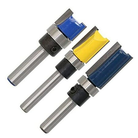 

GGTHE 3Pcs 1/4 inch Shank Flush Trim Router Bits Pattern Template Router Bit Set Woodworking Top Bearing Milling Tools