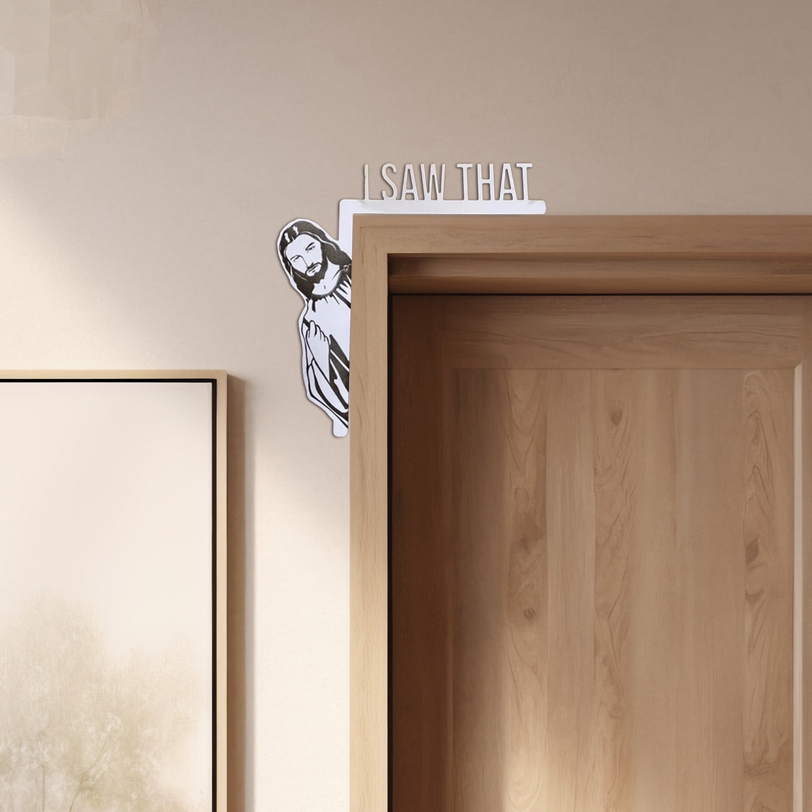 Jesus "I Saw That" Türdekoration - Lustiger Wandhänger Aus Holz