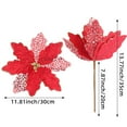 thumbnail image 3 of Christmas Glitter Poinsettia Flowers Artificial Flower Ornaments, Fake Flower Decorations with Stem for Xmas Tree Wreaths Holiday Party Home Deco, 3 of 7
