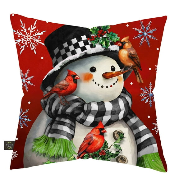 Briarwood Lane Snowman With Cardinals Indoor/Outdoor Pillow