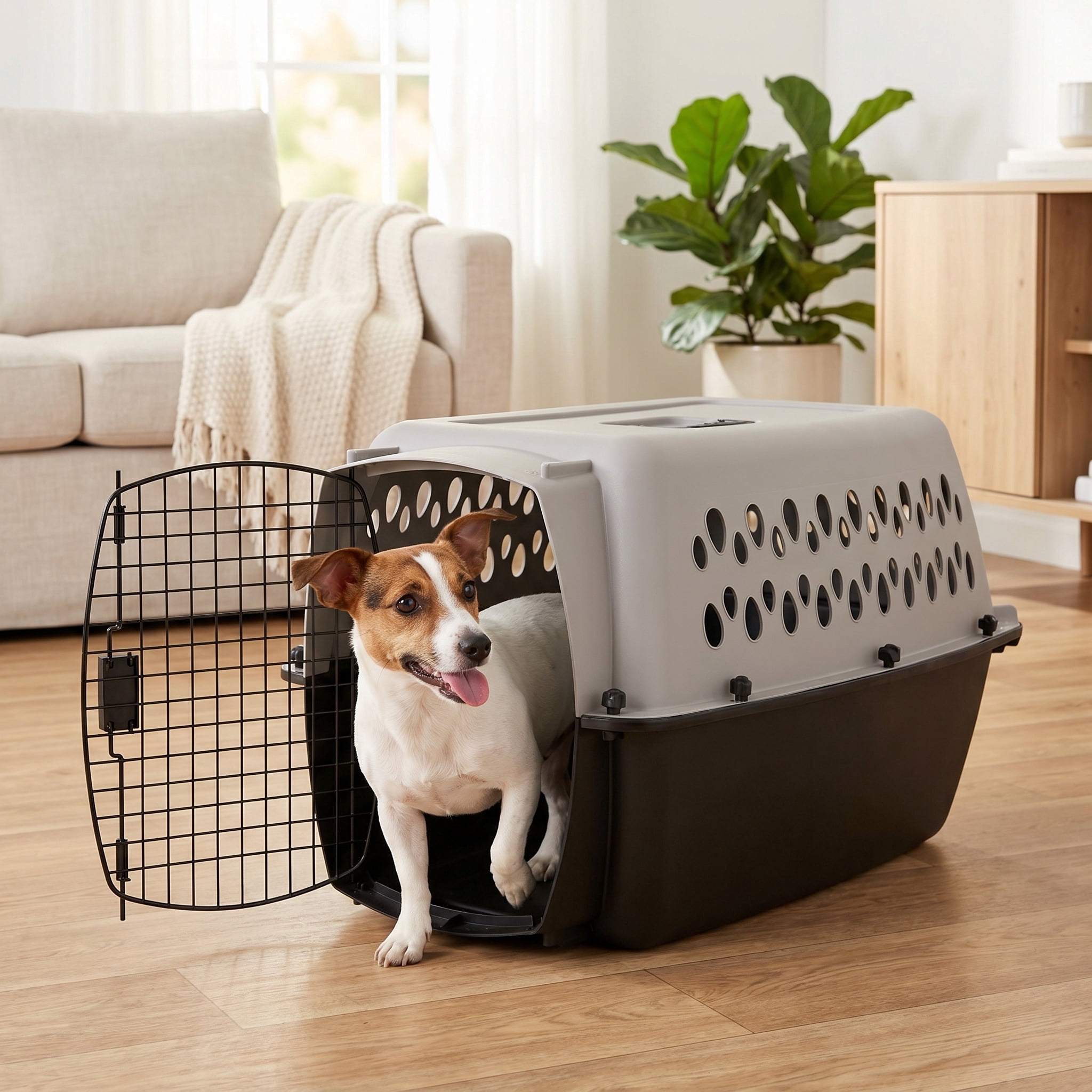 (2 pack) Vibrant Life Small/Medium Hard-Sided Pet Carrier, Black and Gray, 25 lb Limit