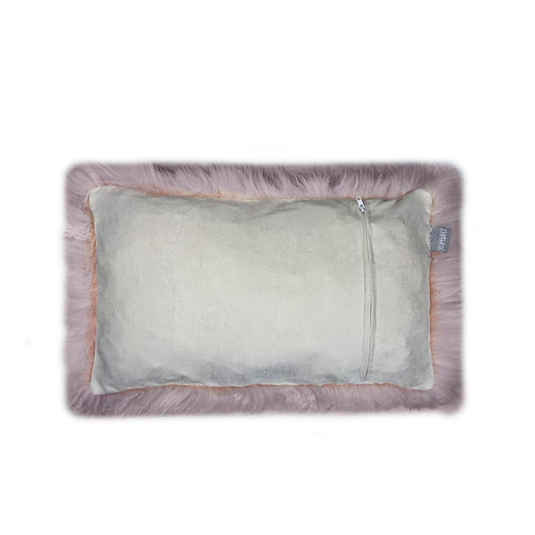 Set Of Two  Blush Natural Sheepskin Square Pillows