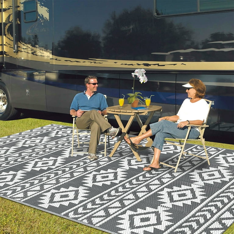 Outdoor Rug Are Indoor Patio Picnic RV Carpet Deck Mat Reversible Camper  Beach