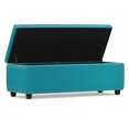 thumbnail image 4 of Hamilton 48" WDTransitional Storage Ottoman in Mediterranean Blue Vegan Leather, 4 of 14