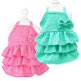 thumbnail image 1 of Anelekor Paquete de 2 vestidos de verano para perros con lazo, ropa para cachorros para perros pequeños, traje de primavera para gatos, sin mangas, vestido de pastel en capas para gatitos, chihuahua,, 1 of 1