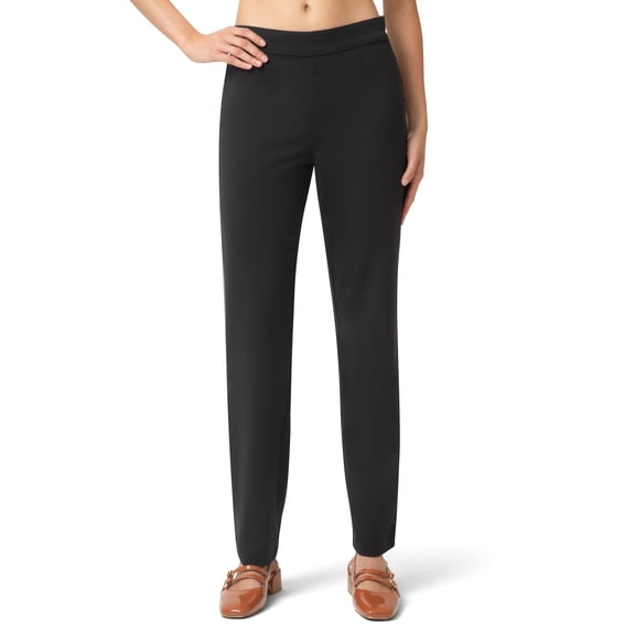 No nonsense Women's Ponte Straight Leg Leggings Pull-On Pants, Black, Small