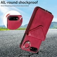 thumbnail image 2 of Allytech iPhone 7 Plus/8 Plus Case with Ring Holder & Shoulder Strap, Retro PU Leather Cards Slots Kickstand Detachable Lanyard Shockproof Wallet Case Cover for Apple iPhone 7 Plus/8 Plus - Red, 2 of 14