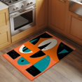 thumbnail image 2 of 2x3 Ft Entryway Area Rug, Orange Teal Black Kitchen Rug Runner Washable Floor Mat, Modern Impressionist Geometric Non Slip Indoor Door Mat Throw Carpet for Bathroom Living Room Bedroom, 2 of 8
