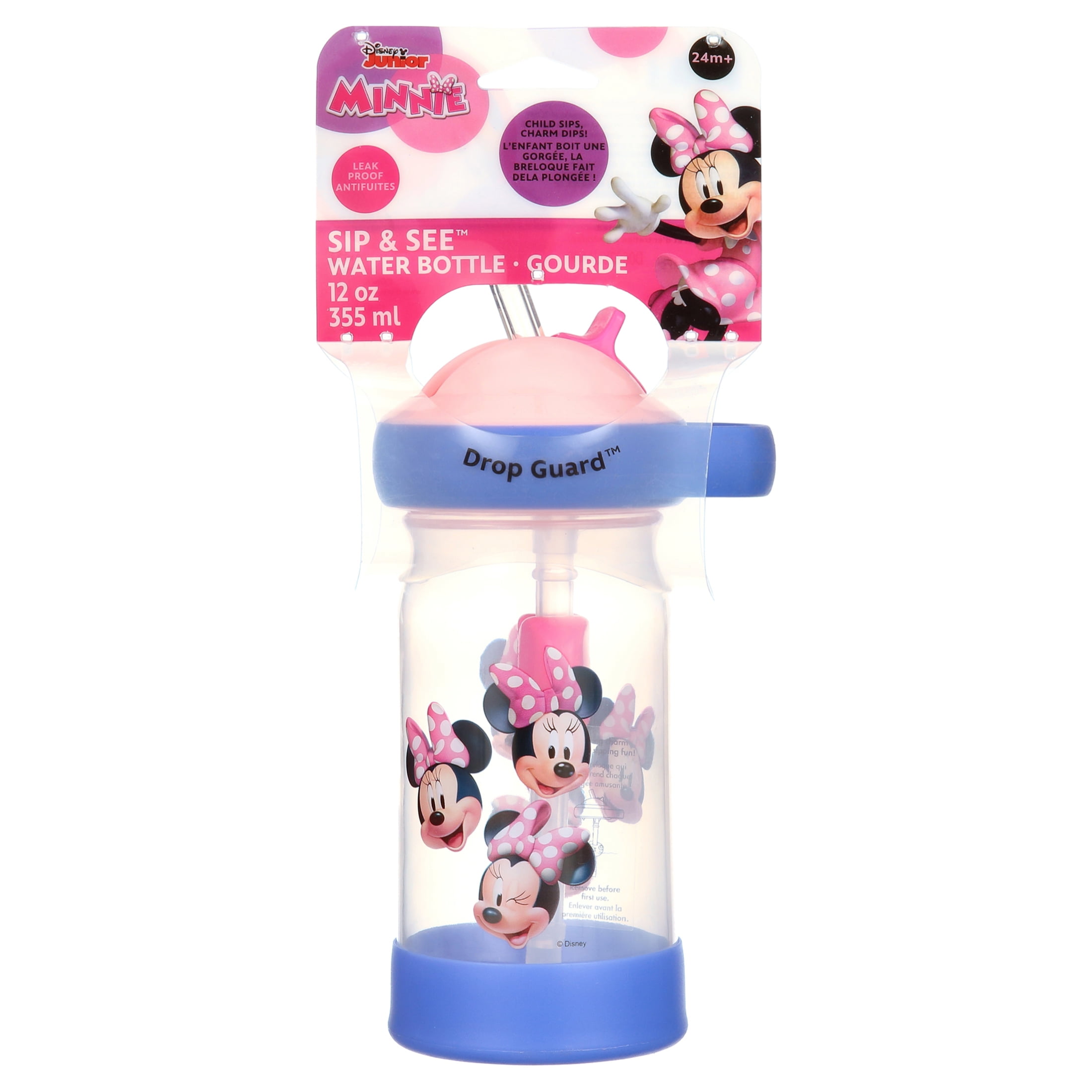 The First Years Minnie Mouse Sip & See Toddler Water Bottle w/ Floating Charm, 12 Oz