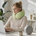 thumbnail image 3 of Memory Foam Travel Neck Pillow Adjustable Drawstring Support Head Rest Breathable Neck Cushion For Airplane Car Office(Green-23Cm), 3 of 7