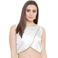 thumbnail image 1 of eloria Women Round Neck Sari Top Blouse Casual Short Sleeve With Triangle Lace, Art Silk Color : White, SIZE : 42, 1 of 5