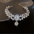 thumbnail image 4 of Rhinestone Choker Necklace Silver Diamond Pearl Necklaces Sparkly Crystal Necklace Chain Bridal Wedding Jewerly Party Prom Accessories for Women and G, 4 of 5