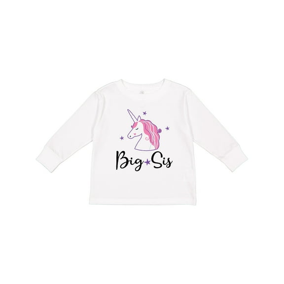 Inktastic Big Sis Unicorn Girls Sister Announcement Girls Long Sleeve Toddler T-Shirt